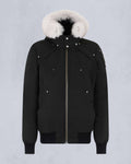 Moose Knuckles Black White-Trim Hooded Bomber Jacket