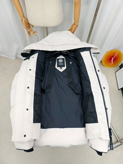 Canada Goose Ivory Fur-Trim Hooded Quilted Puffer Jacket