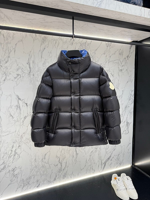 Moncler Black Blue Lining Stand Collar Puffer Jacket