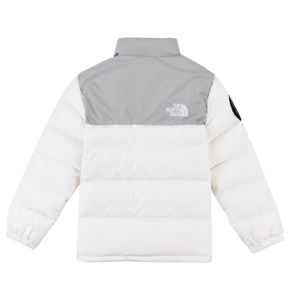 The North Face White and Gray Colorblock Puffer Jacket