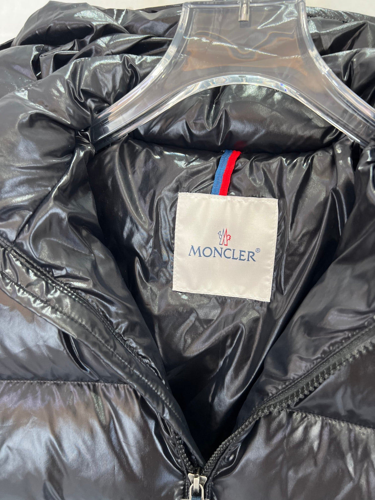 Moncler Black Glossy Hooded Puffer Jacket