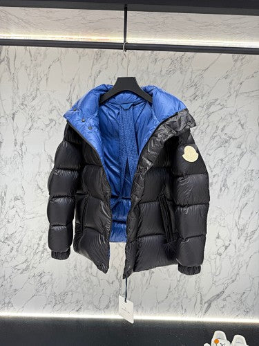 Moncler Black Blue Lining Stand Collar Puffer Jacket