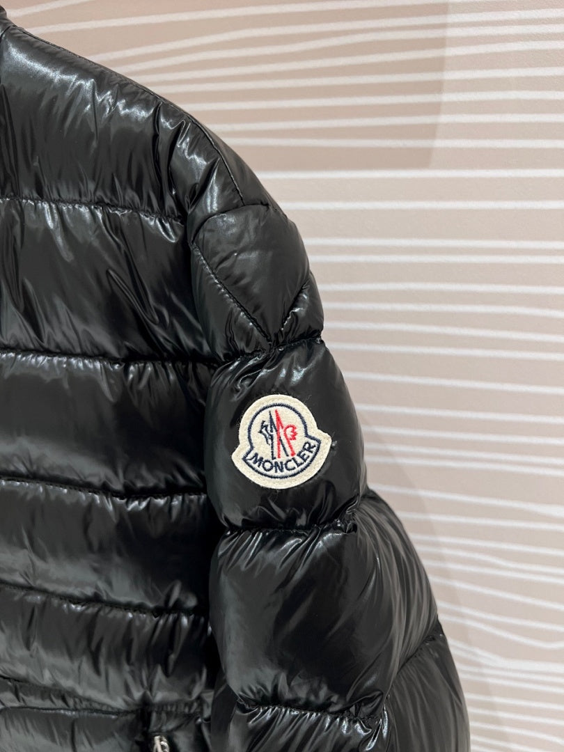 Moncler Black Glossy Stand Collar Quilted Puffer Jacket