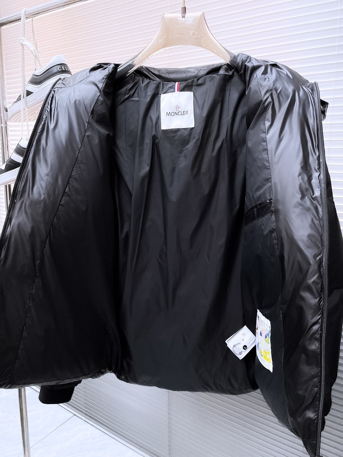 Moncler Black Contrast Logo Hooded Puffer Jacket