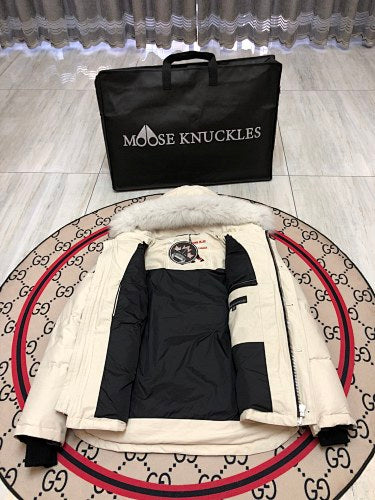 Moose Knuckles Ivory Fur-Trim Hooded Puffer Jacket