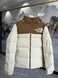 The North Face Ivory and Camel Brown Colorblock Puffer Jacket