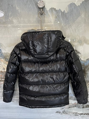 Moncler Black Glossy Hooded Puffer Jacket