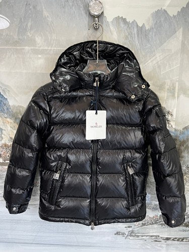 Moncler Black Glossy Hooded Puffer Jacket