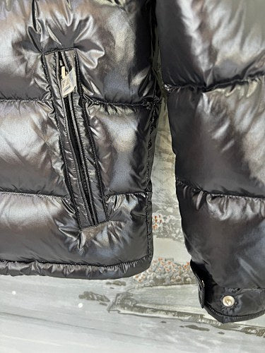 Moncler Black Glossy Hooded Puffer Jacket