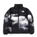 The North Face Black and White Cloud Print Puffer Jacket