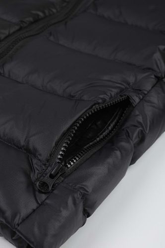 Canada Goose Black Contrast Stripe Hooded Puffer Jacket