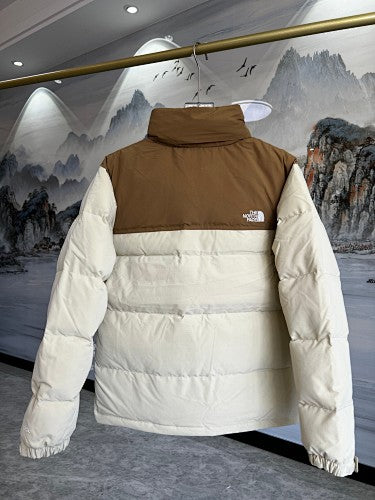 The North Face Ivory and Camel Brown Colorblock Puffer Jacket