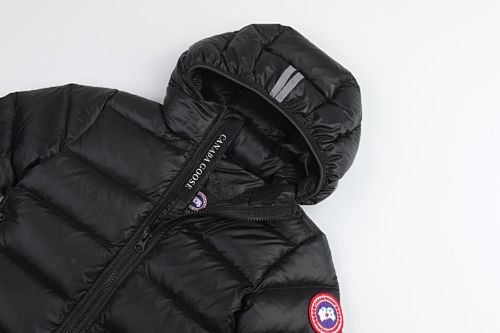 Canada Goose Black Contrast Stripe Hooded Puffer Jacket