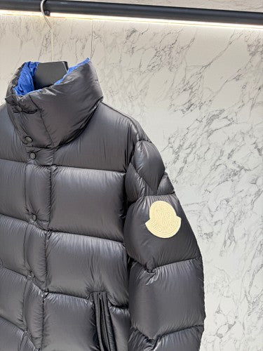 Moncler Black Blue Lining Stand Collar Puffer Jacket