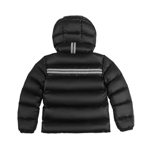 Canada Goose Black Contrast Stripe Hooded Puffer Jacket