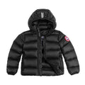 Canada Goose Black Contrast Stripe Hooded Puffer Jacket