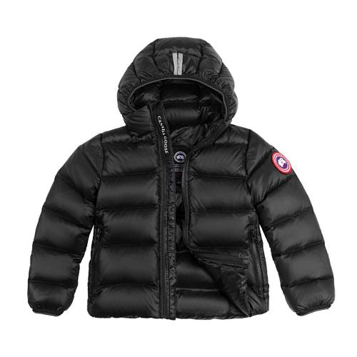 Canada Goose Black Contrast Stripe Hooded Puffer Jacket