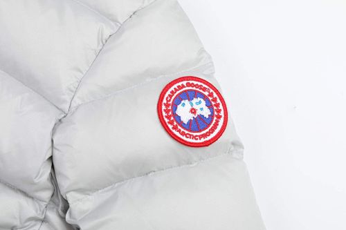 Canada Goose White Contrast Stripe Hooded Puffer Jacket