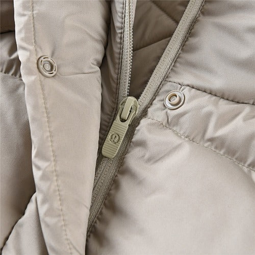 Lululemon Light Taupe Tonal Logo Hooded Puffer Jacket