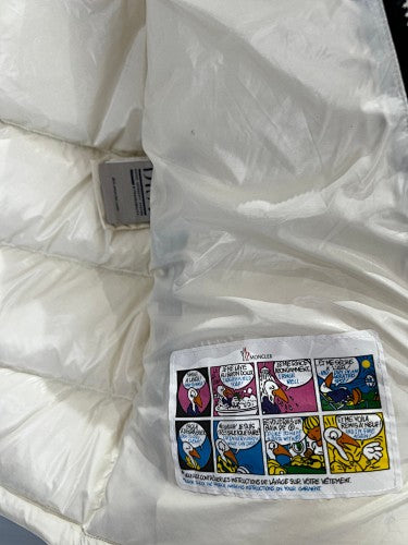 Moncler Ivory Glossy Hooded Puffer Jacket