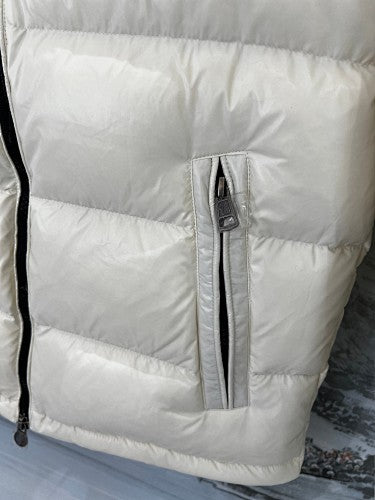 Moncler Ivory Glossy Hooded Puffer Jacket