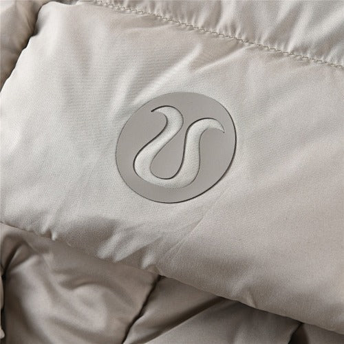 Lululemon Light Taupe Tonal Logo Hooded Puffer Jacket