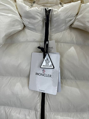 Moncler Ivory Glossy Hooded Puffer Jacket