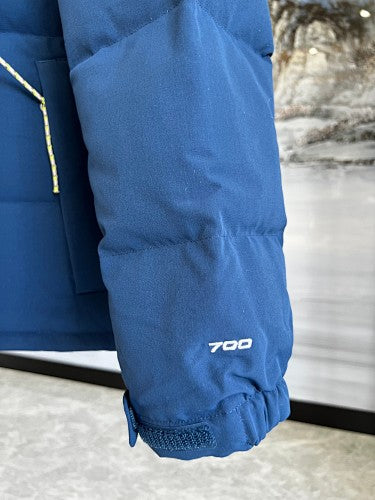 The North Face Blue and Olive Green Colorblock Puffer Jacket