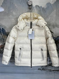 Moncler Ivory Glossy Hooded Puffer Jacket