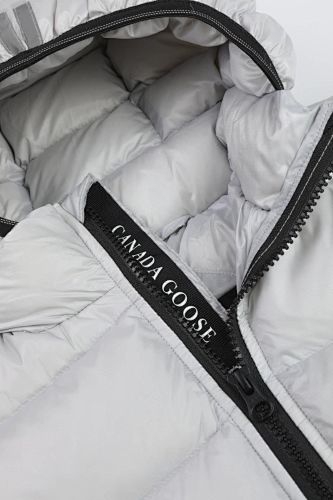Canada Goose White Contrast Stripe Hooded Puffer Jacket