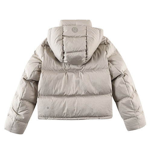 Lululemon Light Taupe Tonal Logo Hooded Puffer Jacket