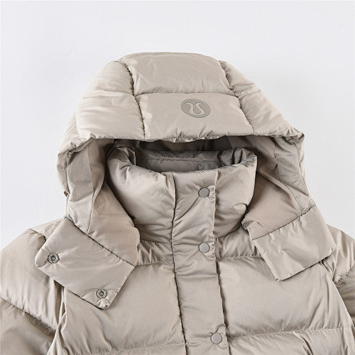 Lululemon Light Taupe Tonal Logo Hooded Puffer Jacket