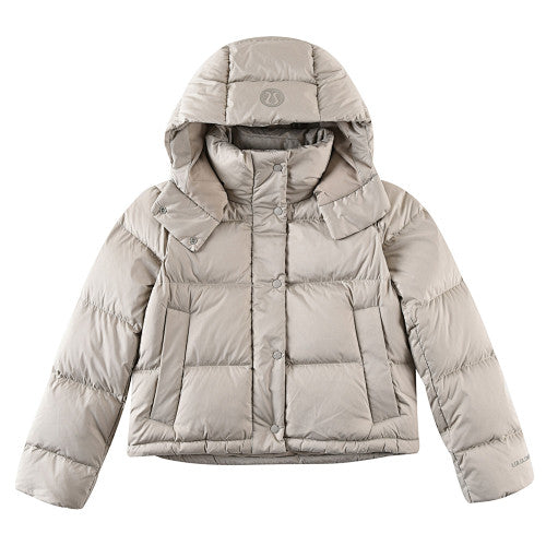 Lululemon Light Taupe Tonal Logo Hooded Puffer Jacket