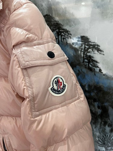 Moncler Rose Gold Glossy Hooded Puffer Jacket