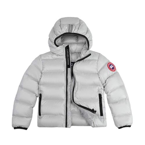 Canada Goose White Contrast Stripe Hooded Puffer Jacket