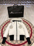 Moose Knuckles Ivory Pom-Pom Hooded Bomber Jacket