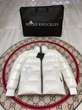 Moose Knuckles White Glossy Stand Collar Puffer Jacket