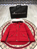 Moose Knuckles Red Fur-Trim Hooded Puffer Jacket