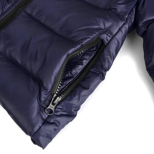 Canada Goose Navy Blue Contrast Stripe Hooded Puffer Jacket