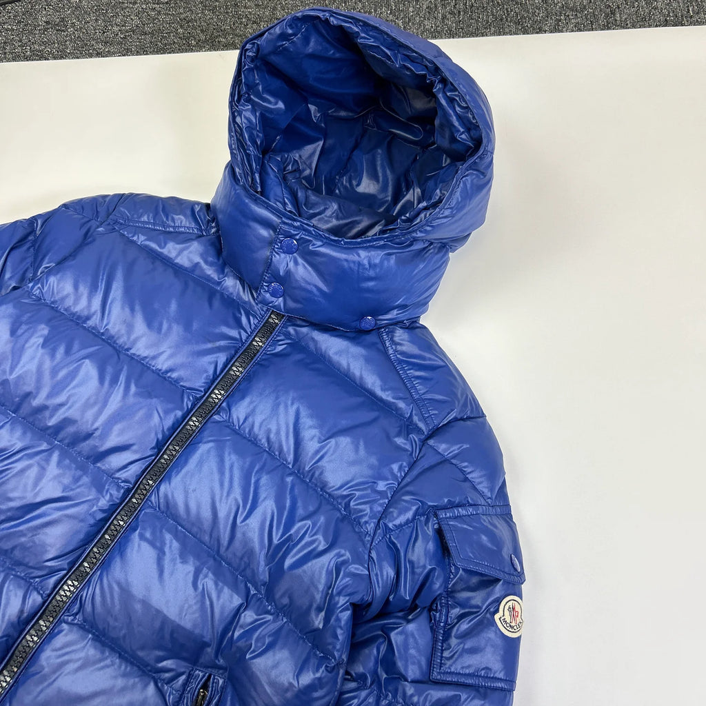 Moncler Royal Blue Glossy Hooded Puffer Jacket