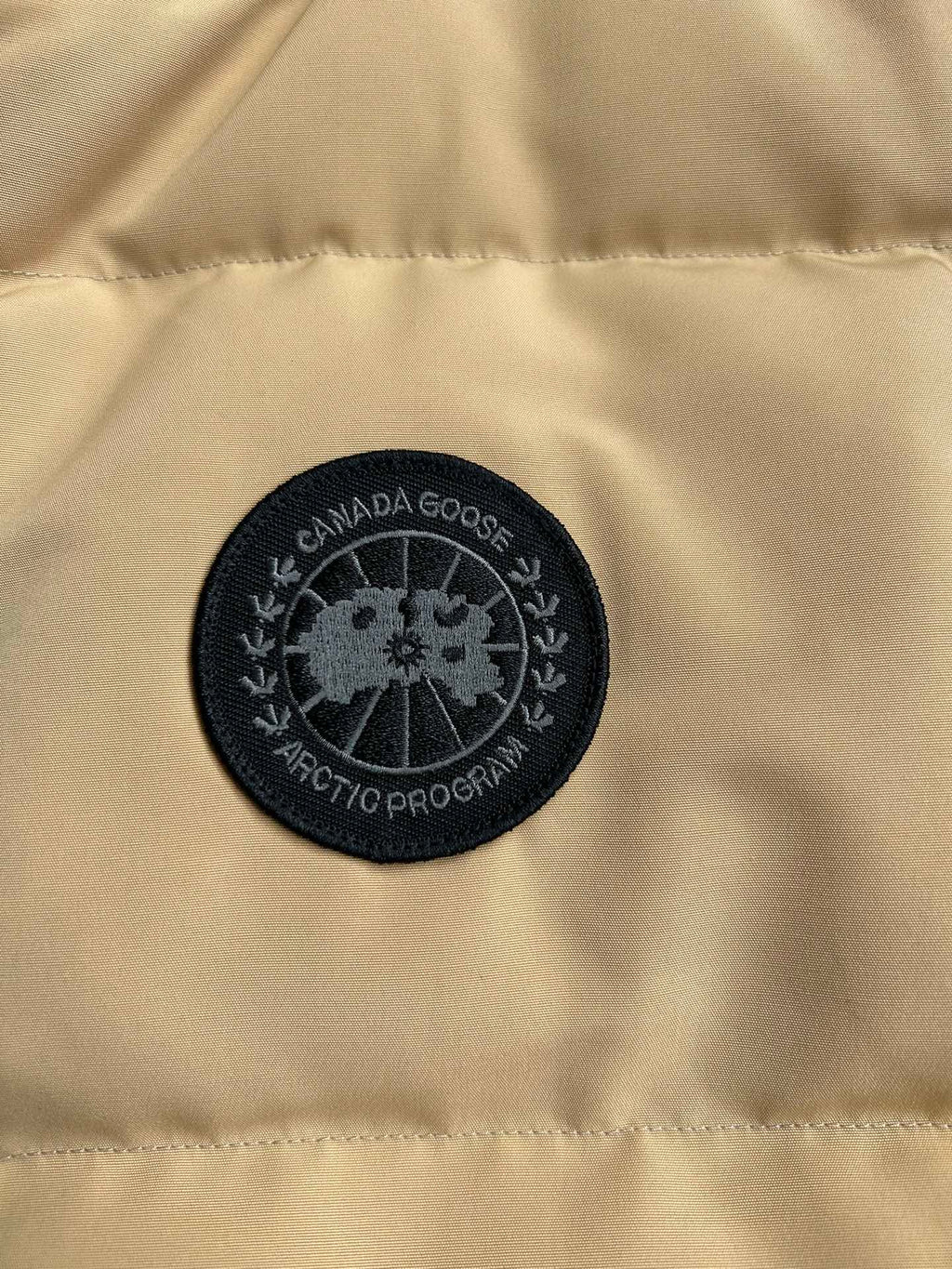 Canada Goose Camel Beige Black Patch Quilted Puffer Vest