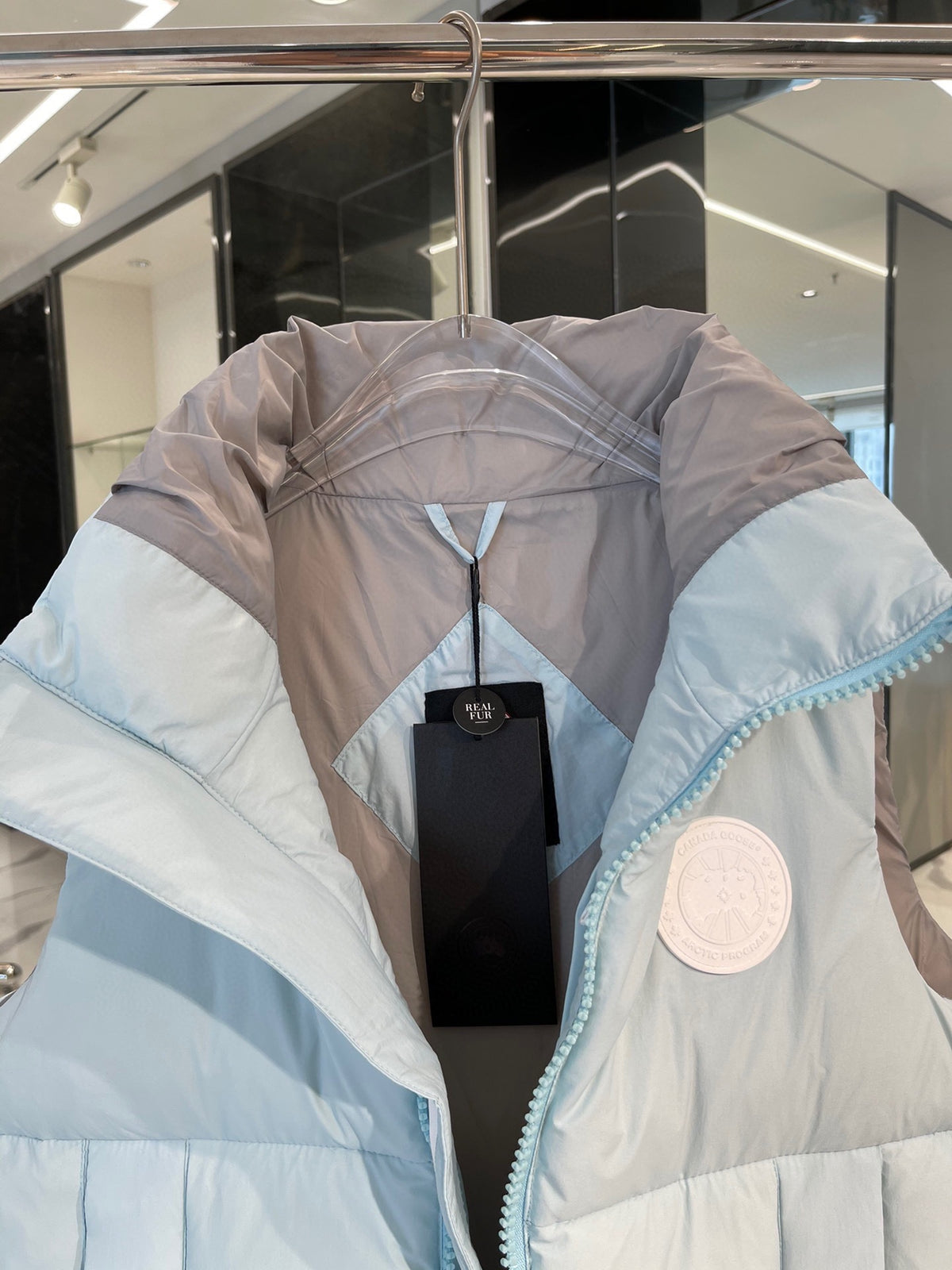 Canada Goose Ice Blue White Patch Quilted Puffer Vest
