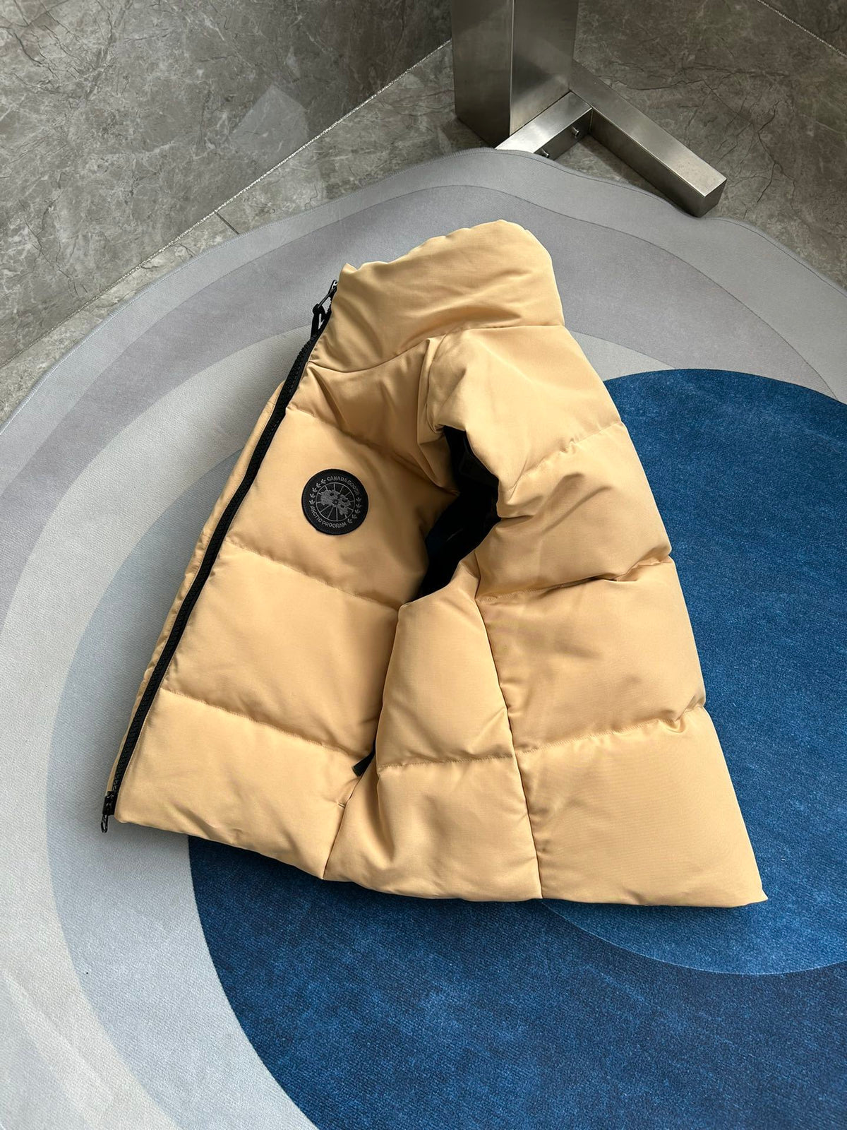 Canada Goose Camel Beige Black Patch Quilted Puffer Vest