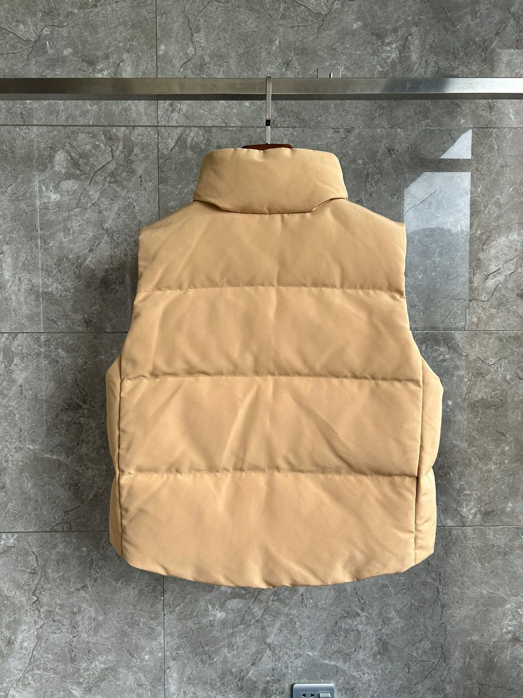 Canada Goose Camel Beige Black Patch Quilted Puffer Vest