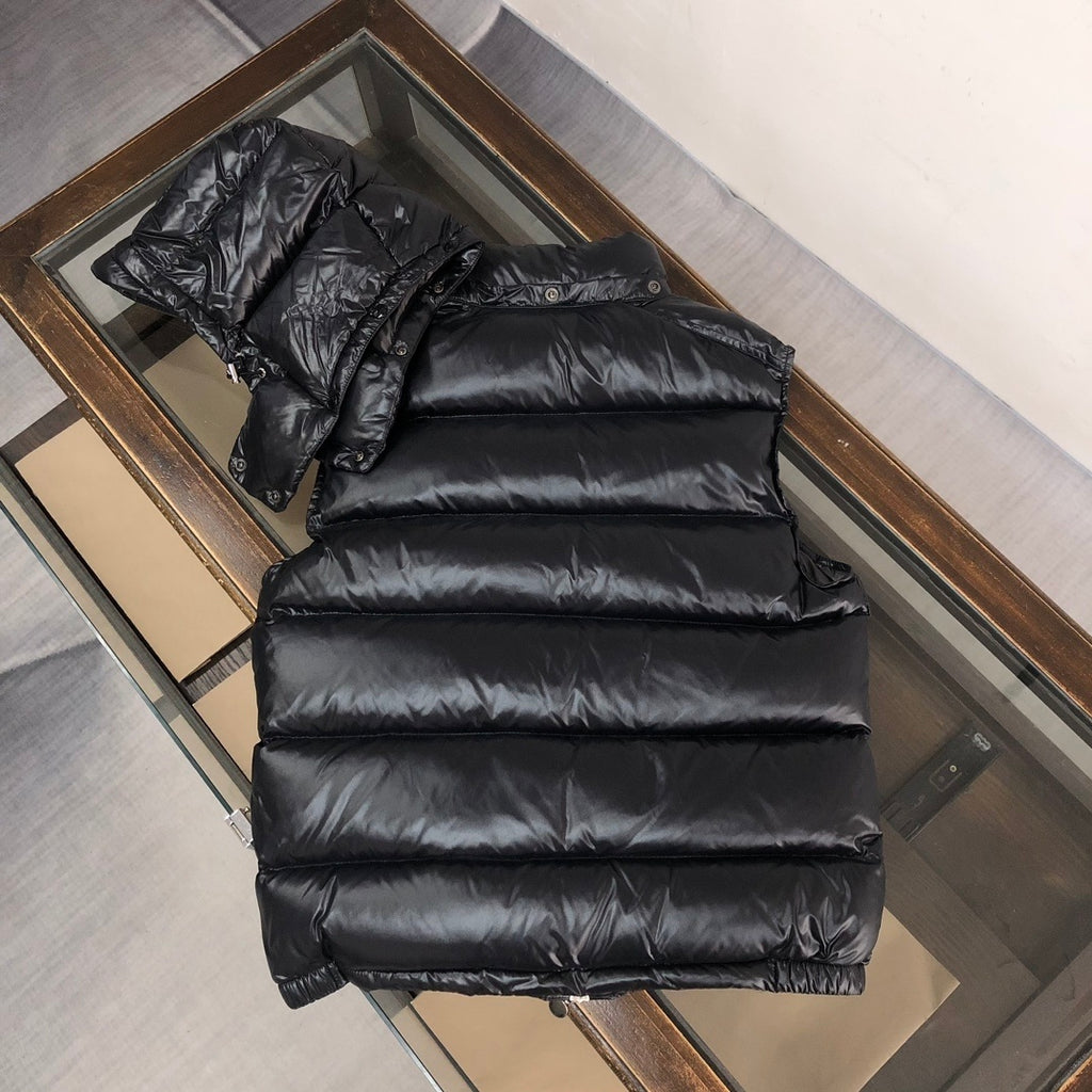 Moncler Black Glossy Hooded Puffer Vest