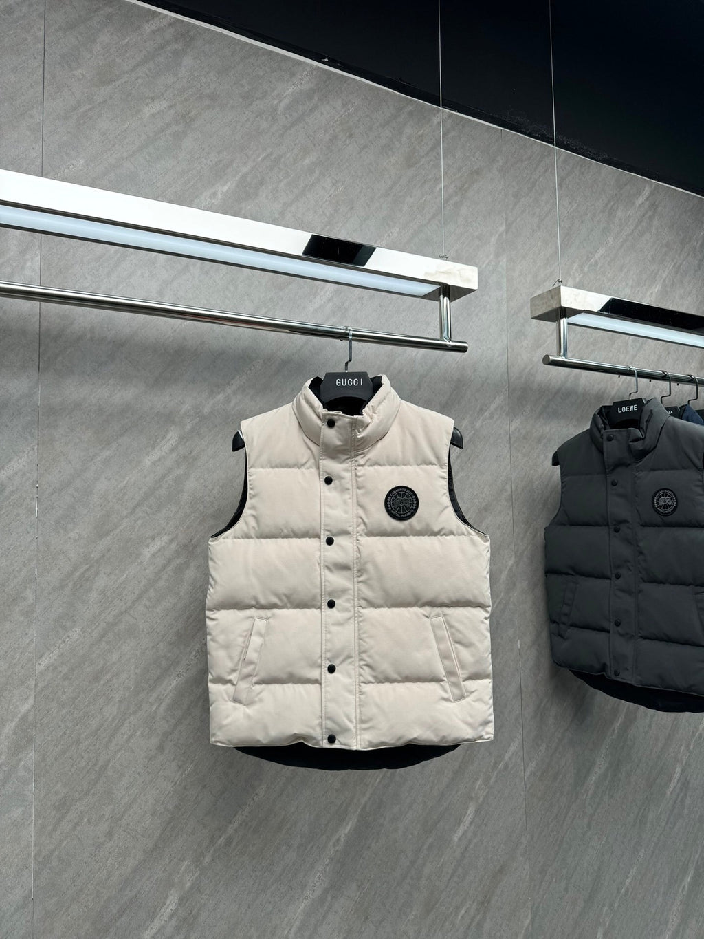 Canada Goose Ivory Black Patch Quilted Puffer Vest