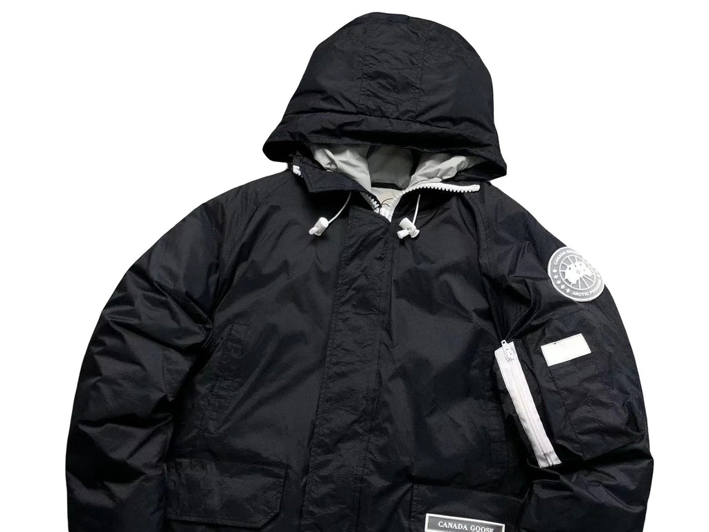 Canada Goose Black and White Contrast Hooded Bomber Jacket