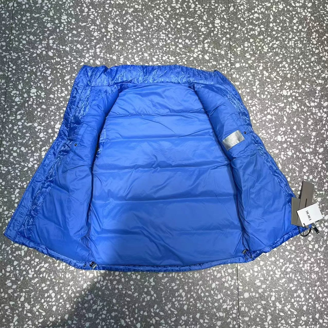 Dior Royal Blue Tonal Monogram Quilted Puffer Vest