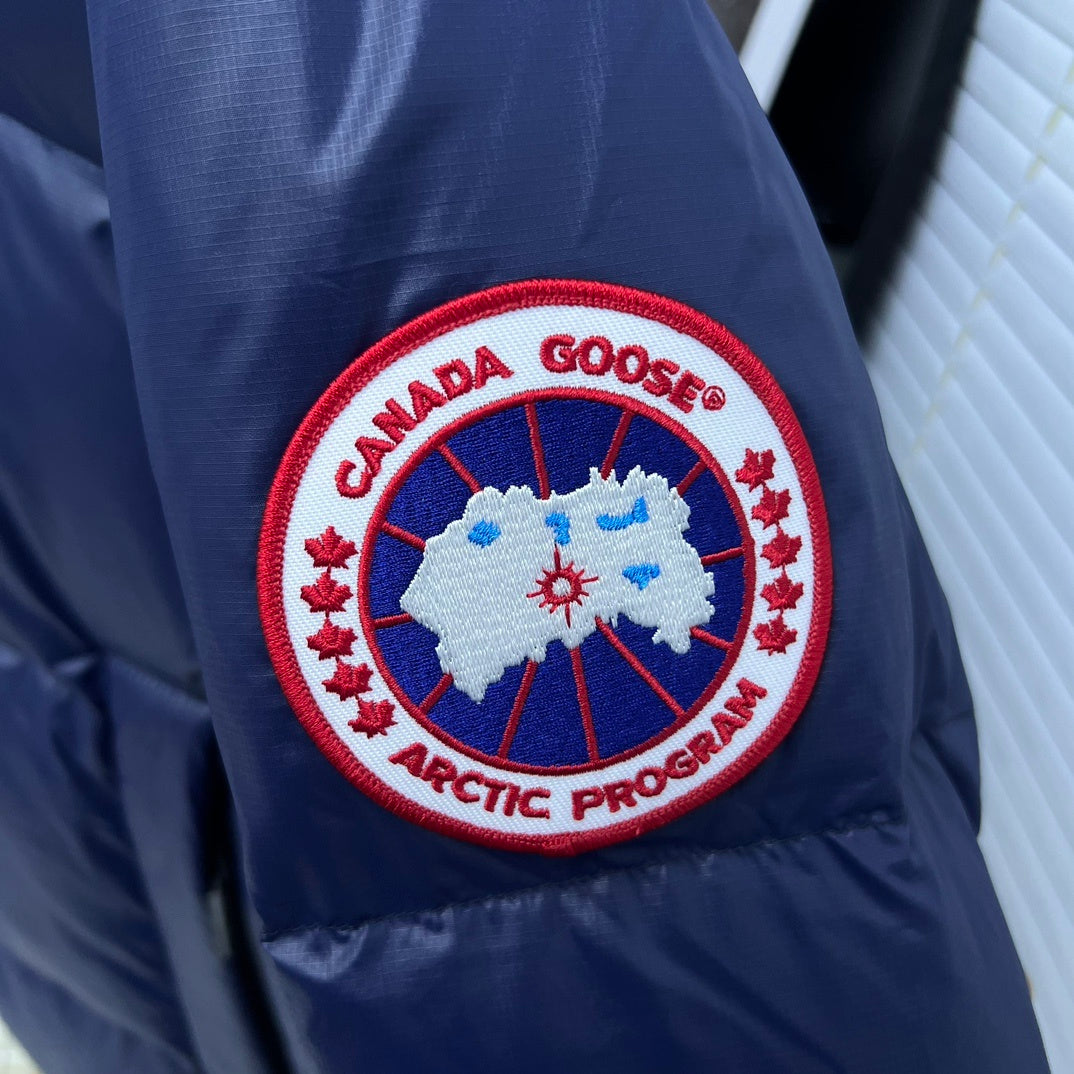 Canada Goose Navy Blue Logo Patch Hooded Puffer Jacket