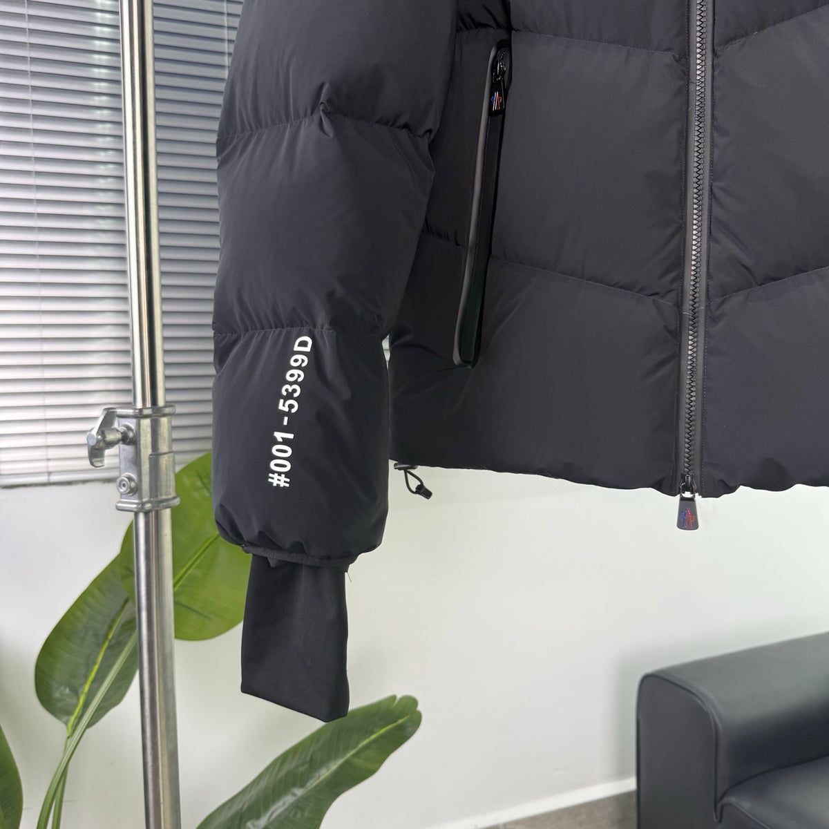 Moncler Black Graphic Logo Hooded Puffer Jacket